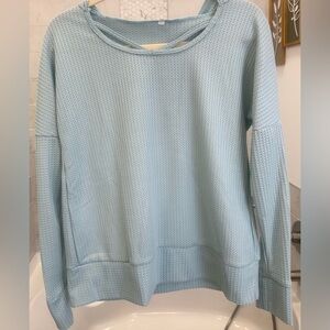 Light Blue Waffle Knit Sweater